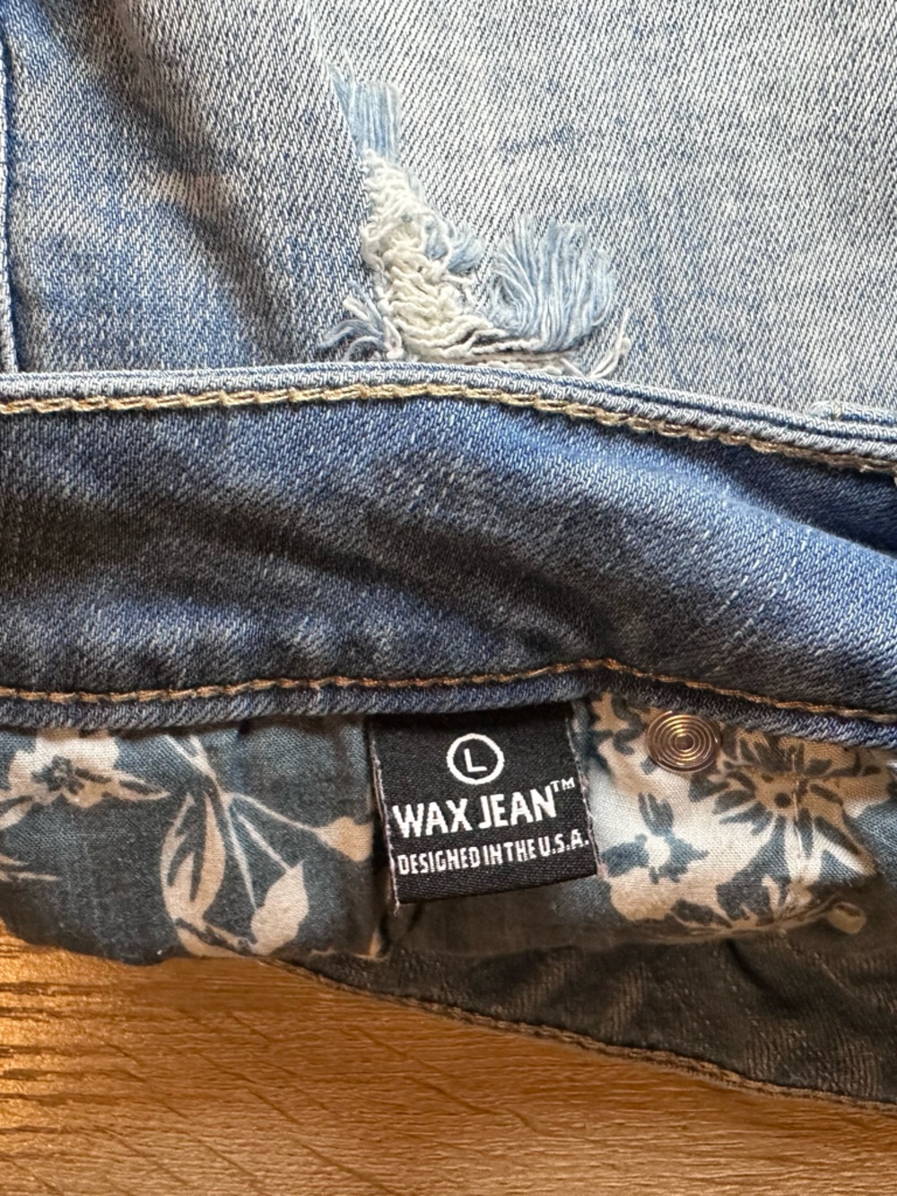 Wax Jean Light Blue Distressed Denim Shorts - Picture 3 of 5